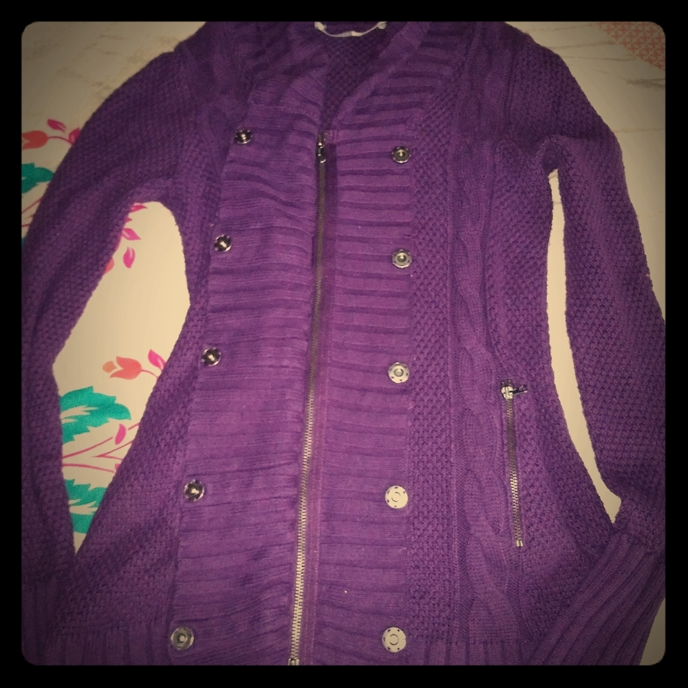 Athleta Angora cable knit cardigan sweater xs